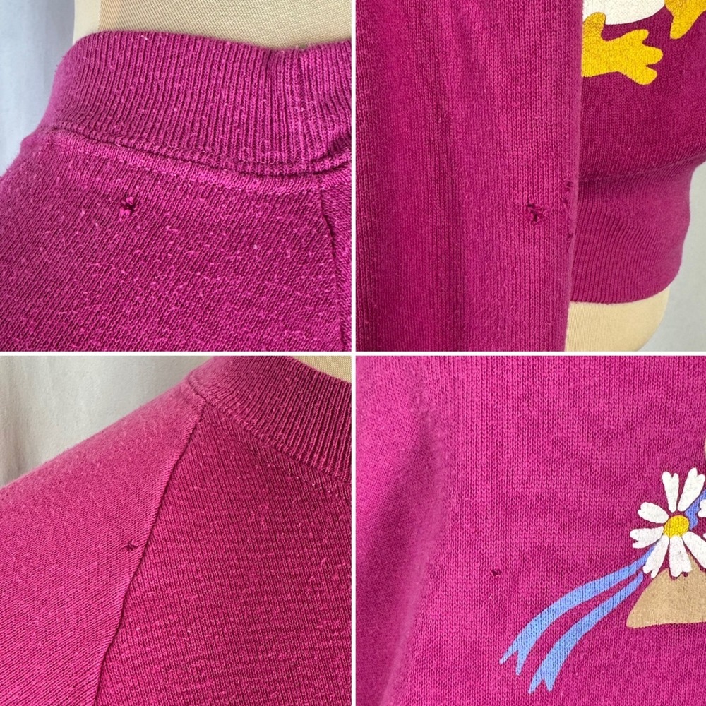 Vintage 80s Jerzees Goose Sweatshirt M 38-40 Pink Cottagecore USA Made READ - Picture 7 of 10